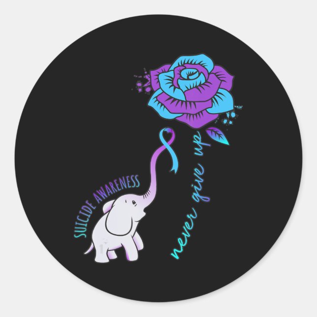 Sticker Rond N'abandonnez jamais le joyeux tableau de soutien d (Devant)