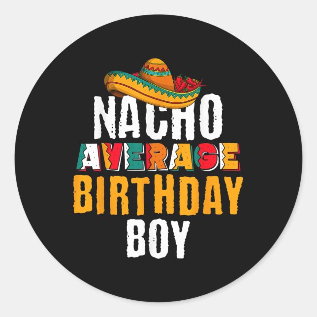 Sticker Rond Nacho Moyenne Anniversaire Garçon Cinco De Mayo Fu (Devant)