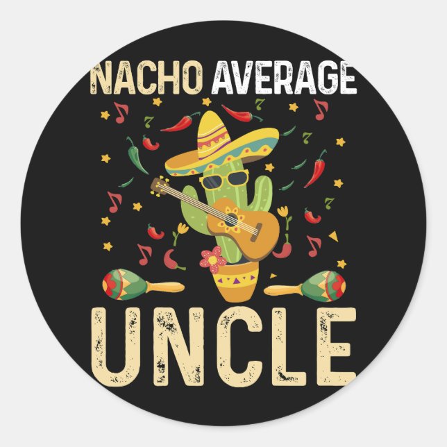 Sticker Rond Nacho Moyenne Oncle Cinco De Mayo Mexicain Sombrer (Devant)
