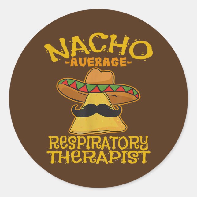 Sticker Rond Nacho Thérapeute respiratoire moyenne RT Asthma (Devant)