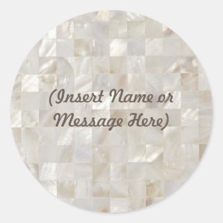 Sticker Rond Nacre, Personnalisé Beige