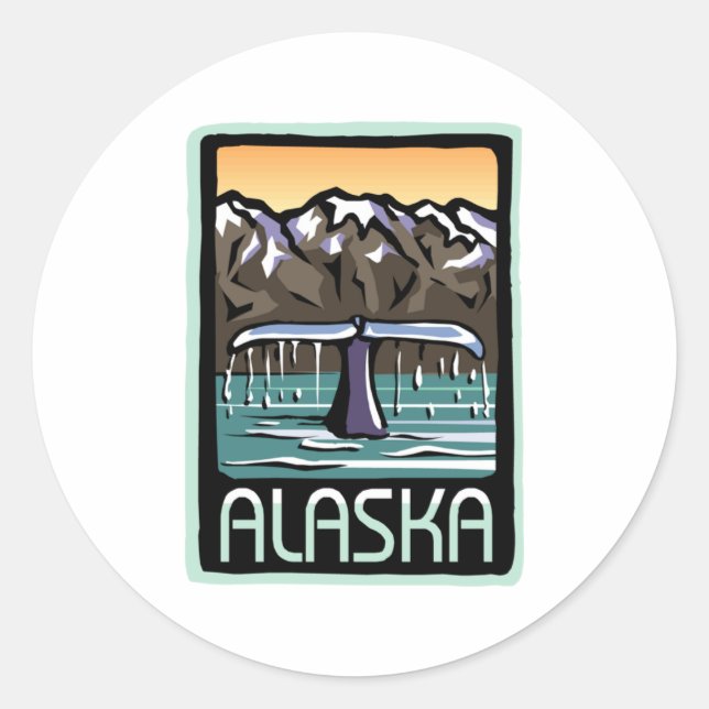 Sticker Rond nage et apos; en Alaska (Devant)