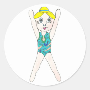 Sticker Rond Nage synchronisé fille Synchro nage Sports