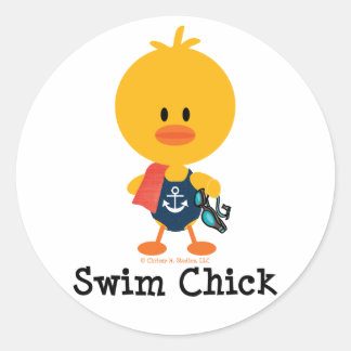 Sticker Rond Nager Chick