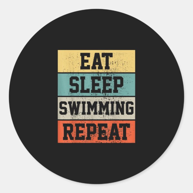 Sticker Rond nager nager nager Cadeau de natation (Devant)