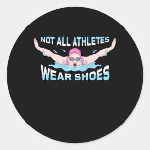 Sticker Rond Nager Tous Les Athlètes Ne Portent Pas De Chaussur