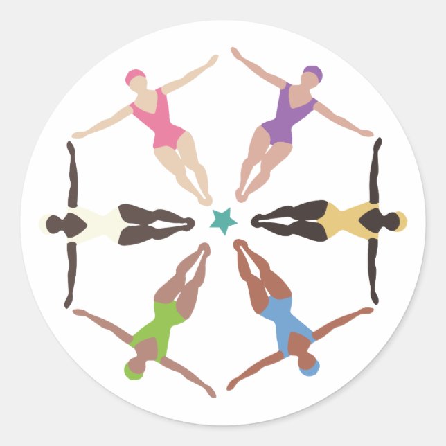 Sticker Rond Nageurs synchronisés (Devant)