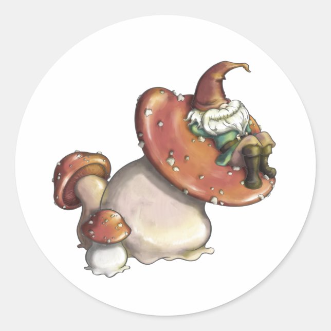 Sticker Rond Nain de jardin faisant la sieste (Devant)