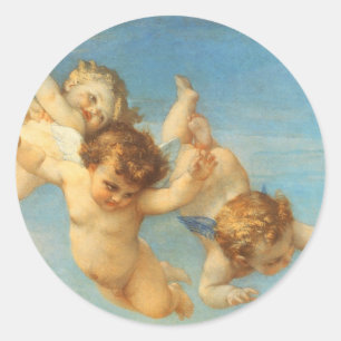 Sticker Rond Naissance de Vénus, détails des anges par Alexandr