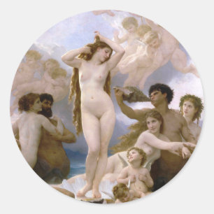 Sticker Rond Naissance de Vénus par William-Adolphe Bouguereau