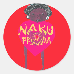 Sticker Rond Nakupenda Love Art - Swahili Heart Design