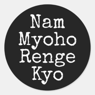 Sticker Rond Nam Myoho Renge Kyo Mantra du bouddhisme noir