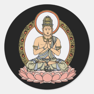Sticker Rond Namaskara Mudra Bouddha
