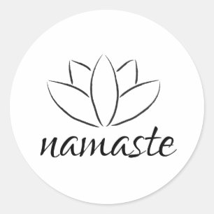 Sticker Rond Namaste Lotus Fleur Yoga manuscrit