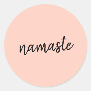 Sticker Rond Namaste   Peachy Pink Modern Yoga