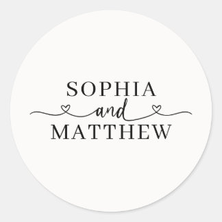 Sticker Rond Names Script Heart Wedding