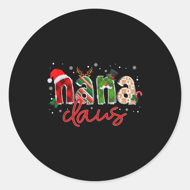 Sticker Rond Nana Claus Santa Claus Family Matching Christmas P (Devant)