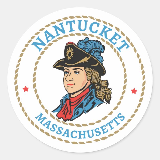 Sticker Rond Nantucket Massachusetts Colonial (Devant)
