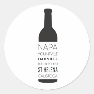 Sticker Rond Napa Valley Cities Wine Bottle