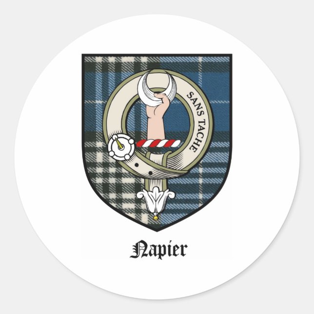 Sticker Rond Napier Clan Crest Badge Tartan (Devant)