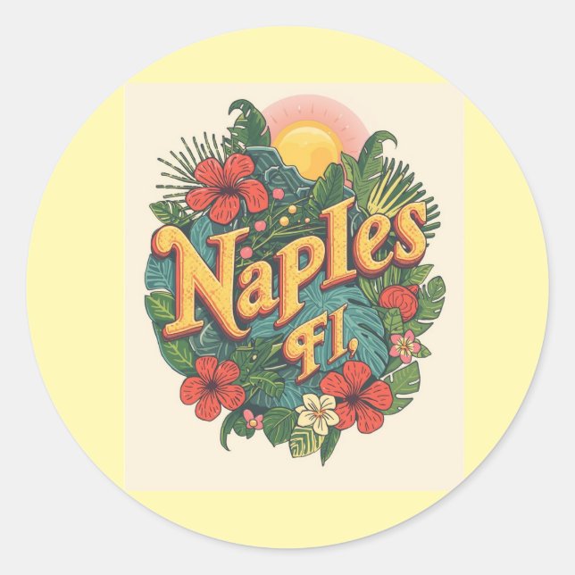 Sticker Rond Naples florida dreaming  (Devant)
