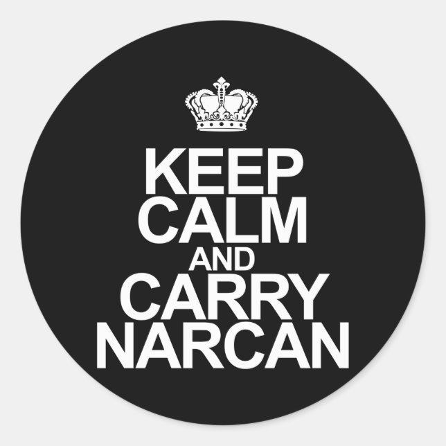 Sticker Rond Narcan Garder Le Calme Et Carry Narcan (Devant)