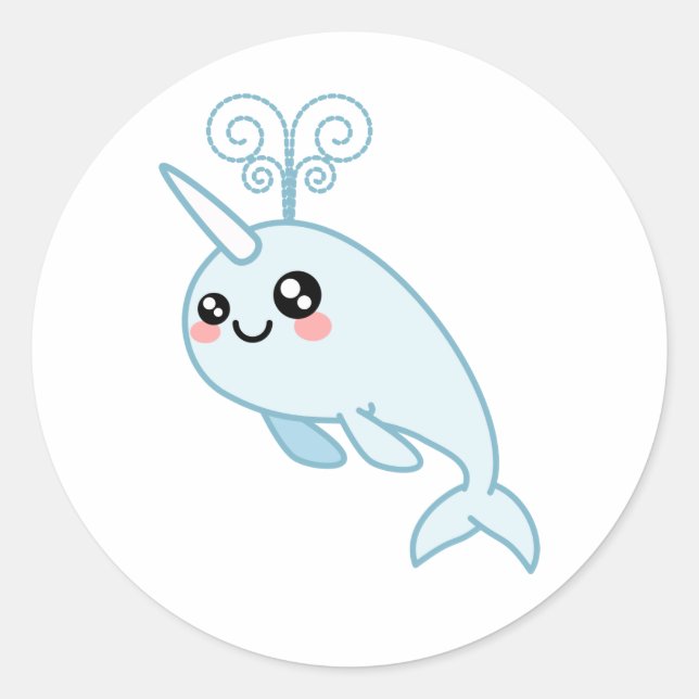 Sticker Rond Narwhal Cutie (Devant)