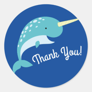 Sticker Rond Narwhals Ocean Fête d'anniversaire pour enfants