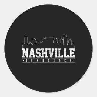Sticker Rond Nashville Skyline Tennessee Music City