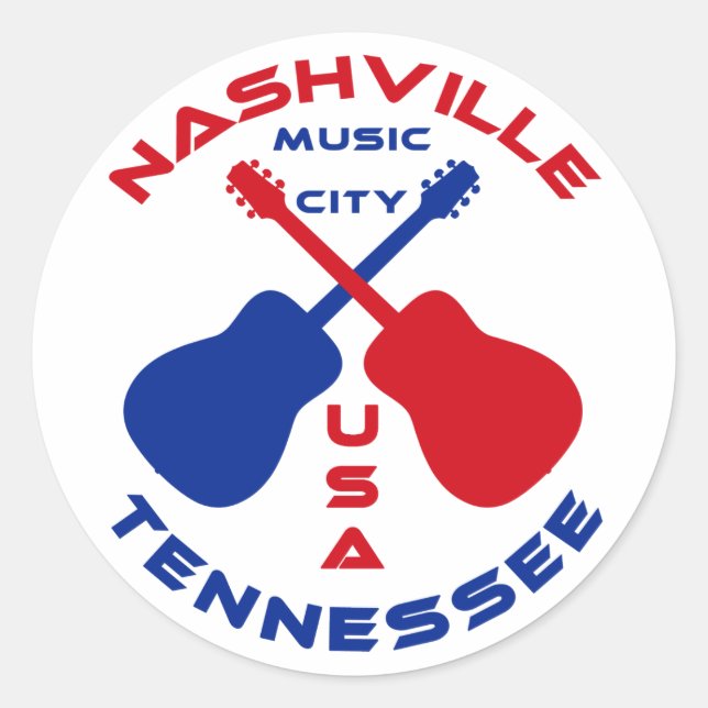 Sticker Rond Nashville, Tennessee Music City USA (Devant)