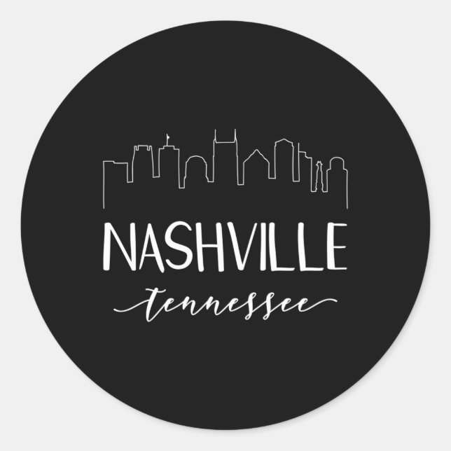 Sticker Rond Nashville Tennessee State Calligraphy (Devant)