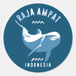 Sticker Rond Natation avec les dauphins à Raja Ampat