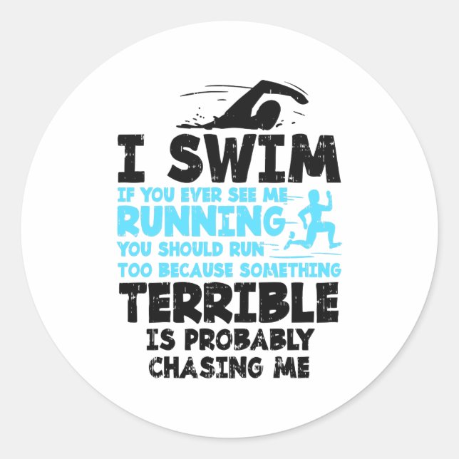 Sticker Rond Natation - Je nage (Devant)