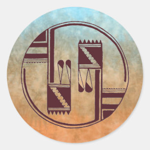 Sticker Rond Natif américain antique d'arts