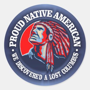 Sticker Rond Natif américain fier 2