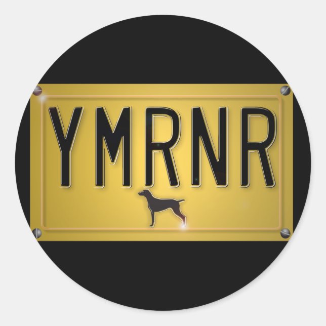 Sticker Rond Nation Weimaraner : Plaque de licence YMRNR (Devant)