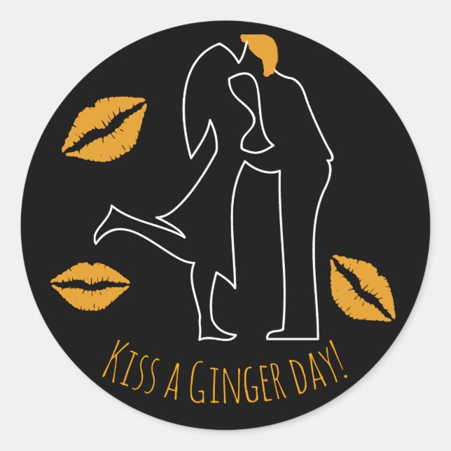Sticker Rond National Kiss a Ginger Day (Devant)