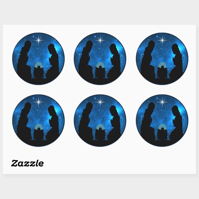 Sticker Rond Nativité (Feuille)