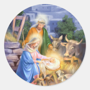 Sticker Rond Nativité de Jésus
