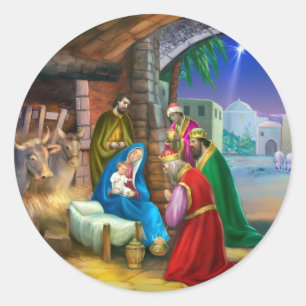 Sticker Rond Nativité de Jésus