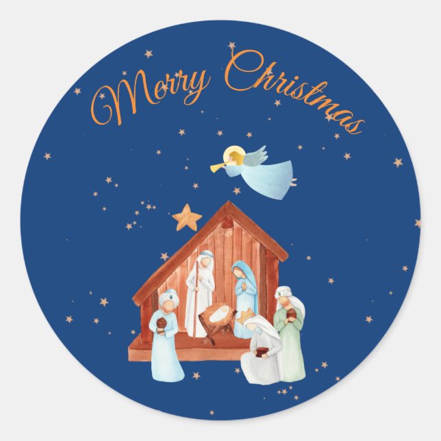 Sticker Rond Nativité et étoiles (Devant)