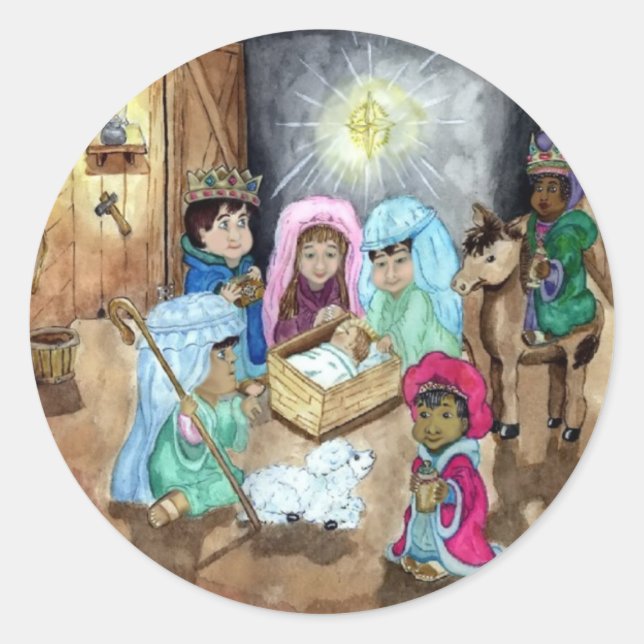 Sticker Rond Nativité Noël (Devant)