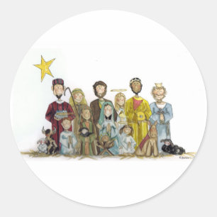 Sticker Rond Nativité Noël
