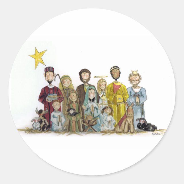 Sticker Rond Nativité Noël (Devant)