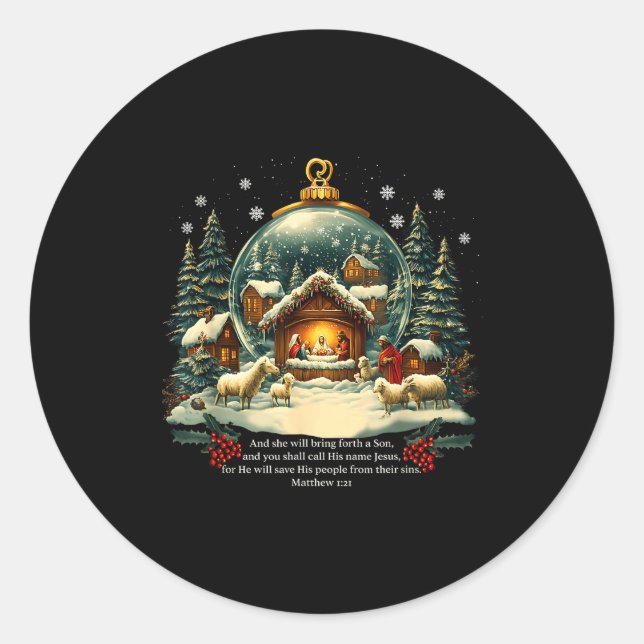Sticker Rond Nativity Ornament Christmas Scene Matthew 1_21  (Devant)