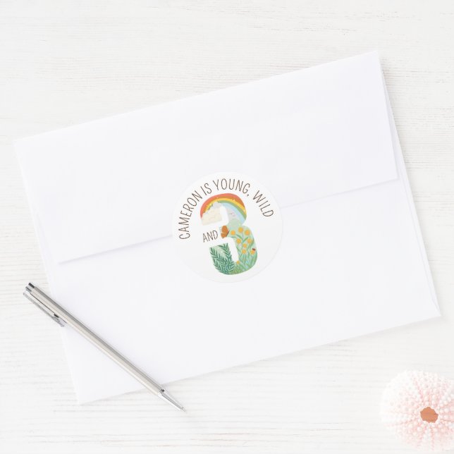 Sticker Rond Natural Wonder Young Wild and Three Birthday (Enveloppe)