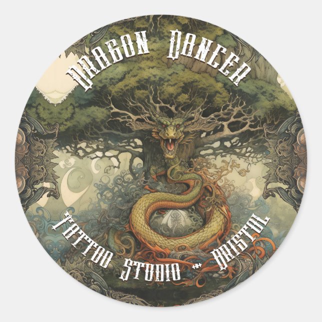 Sticker Rond Nature magique Japonais Bonsai Tree Dragon (Devant)