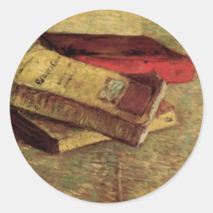 Sticker Rond Nature morte avec trois livres par Vincent van Gog