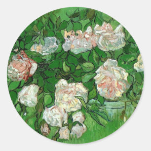Sticker Rond Nature morte : Roses roses par Vincent van Gogh