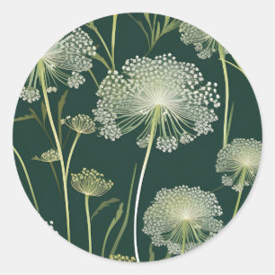Sticker Rond Nature Motif de dentelle de la reine Anne